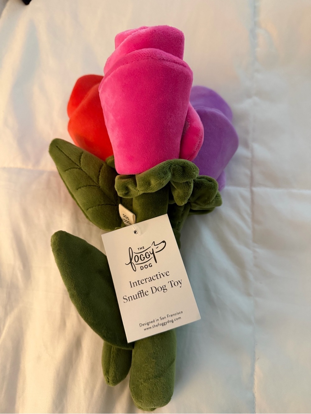 The Foggy Dog Plush Crinkle Noise Rose Bouquet Toy - Pink, Purple, Red Roses